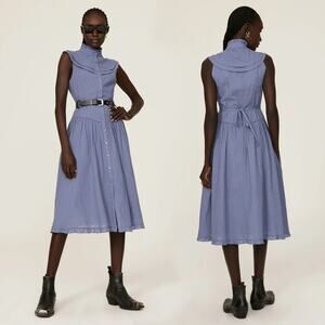 Pamela Love Midi Dress Cotton Blue Eyelet Embroidered Women's Large L